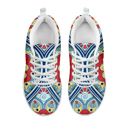 Pastel Ornament Mandala Print White Running Shoes