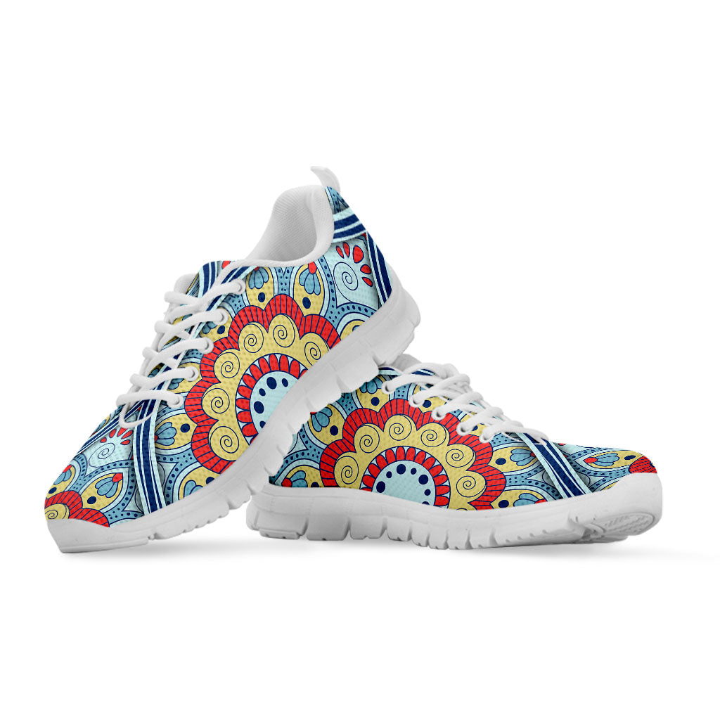 Pastel Ornament Mandala Print White Running Shoes