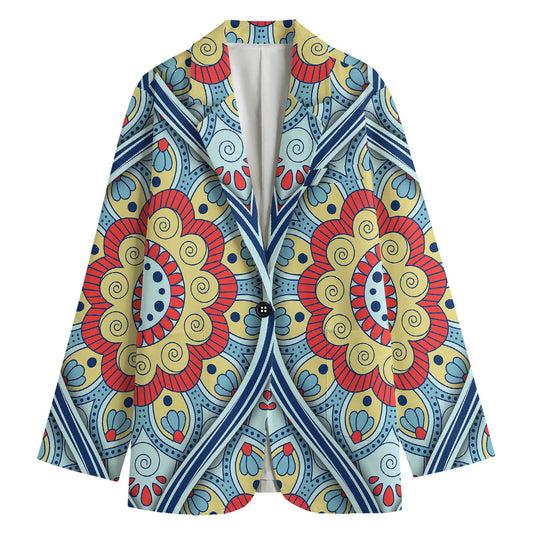 Pastel Ornament Mandala Print Women's Blazer
