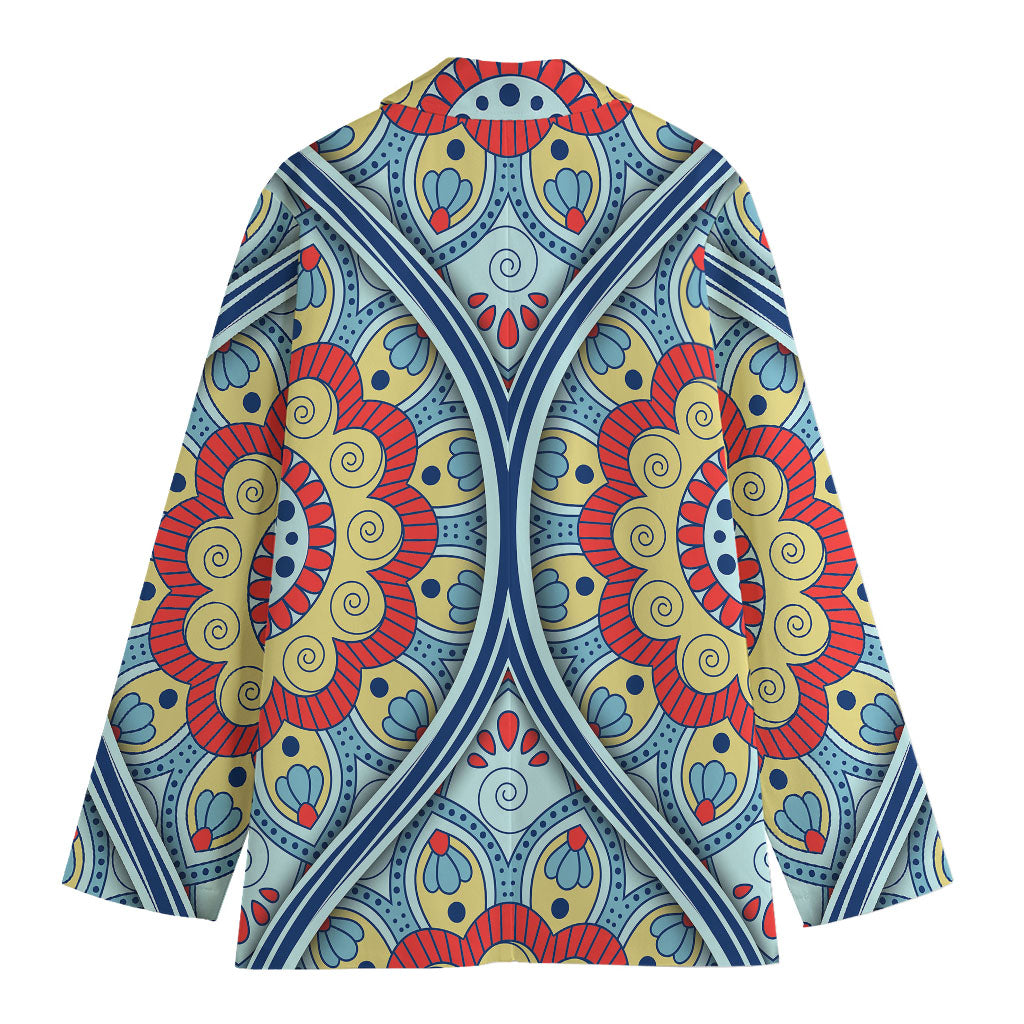 Pastel Ornament Mandala Print Women's Blazer