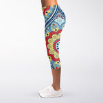 Pastel Ornament Mandala Print Women's Capri Leggings