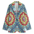 Pastel Ornament Mandala Print Women's Cotton Blazer