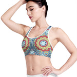 Pastel Ornament Mandala Print Women's Sports Bra