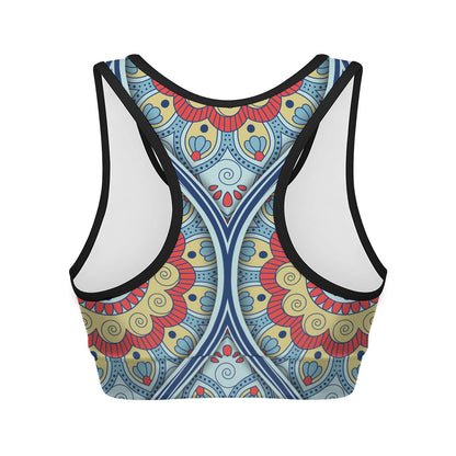 Pastel Ornament Mandala Print Women's Sports Bra