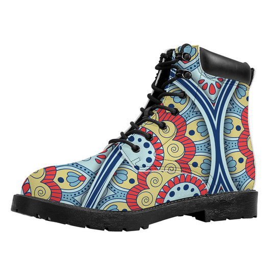 Pastel Ornament Mandala Print Work Boots