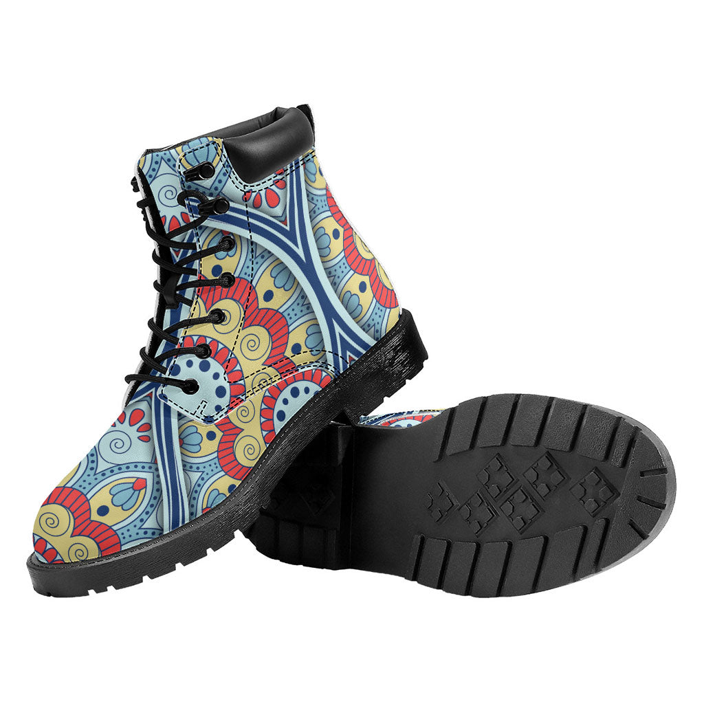 Pastel Ornament Mandala Print Work Boots