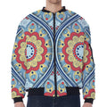 Pastel Ornament Mandala Print Zip Sleeve Bomber Jacket