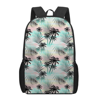 Pastel Palm Tree Pattern Print 17 Inch Backpack