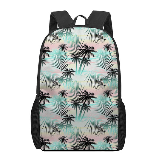 Pastel Palm Tree Pattern Print 17 Inch Backpack