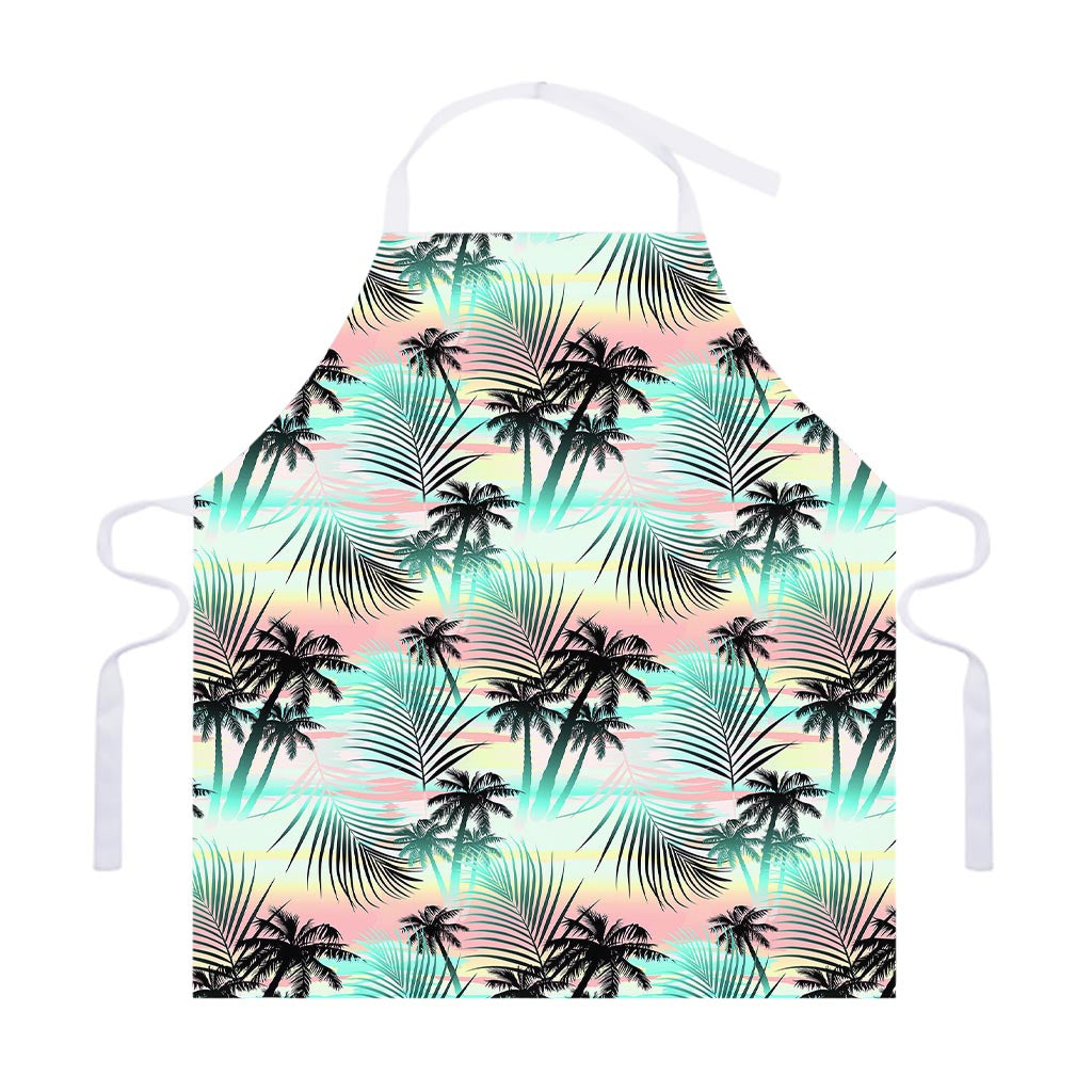 Pastel Palm Tree Pattern Print Adjustable Apron