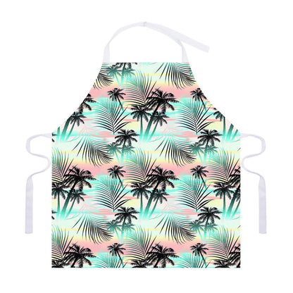 Pastel Palm Tree Pattern Print Adjustable Apron