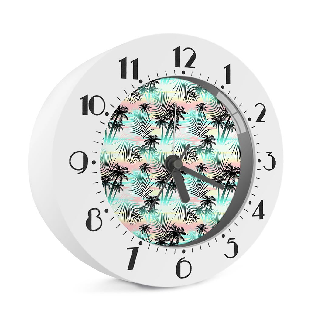 Pastel Palm Tree Pattern Print Alarm Clock