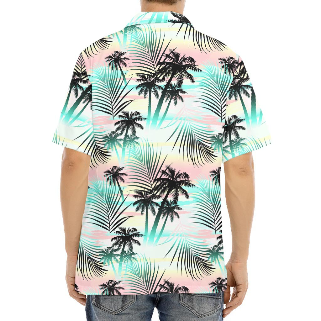 Pastel Palm Tree Pattern Print Aloha Shirt