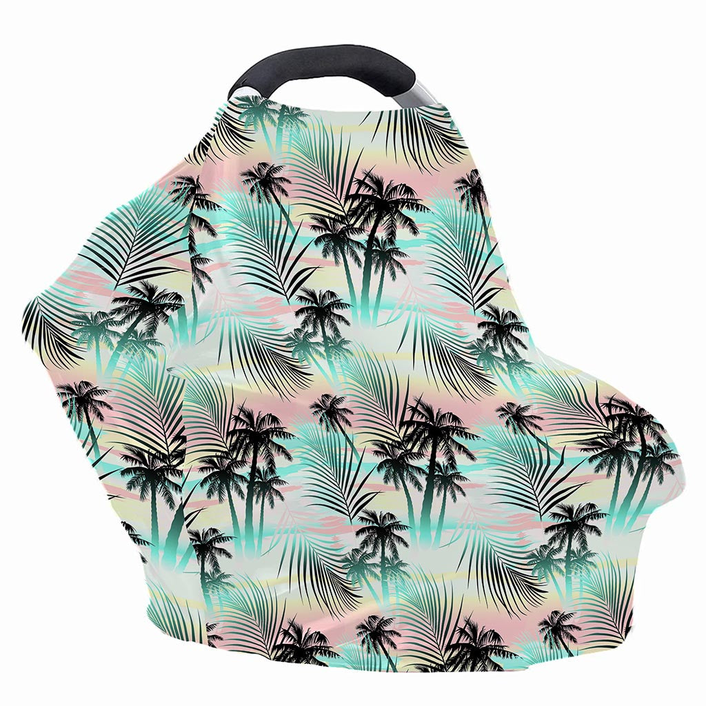 Pastel Palm Tree Pattern Print Baby Seat Cover