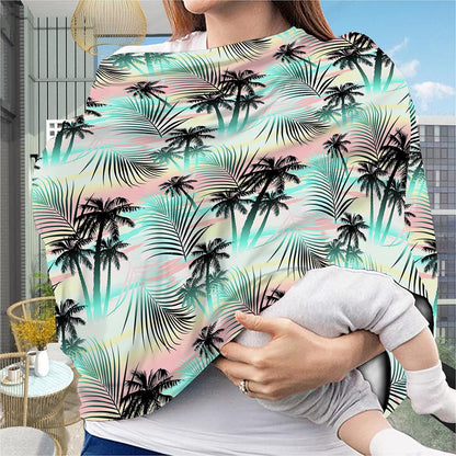 Pastel Palm Tree Pattern Print Baby Seat Cover