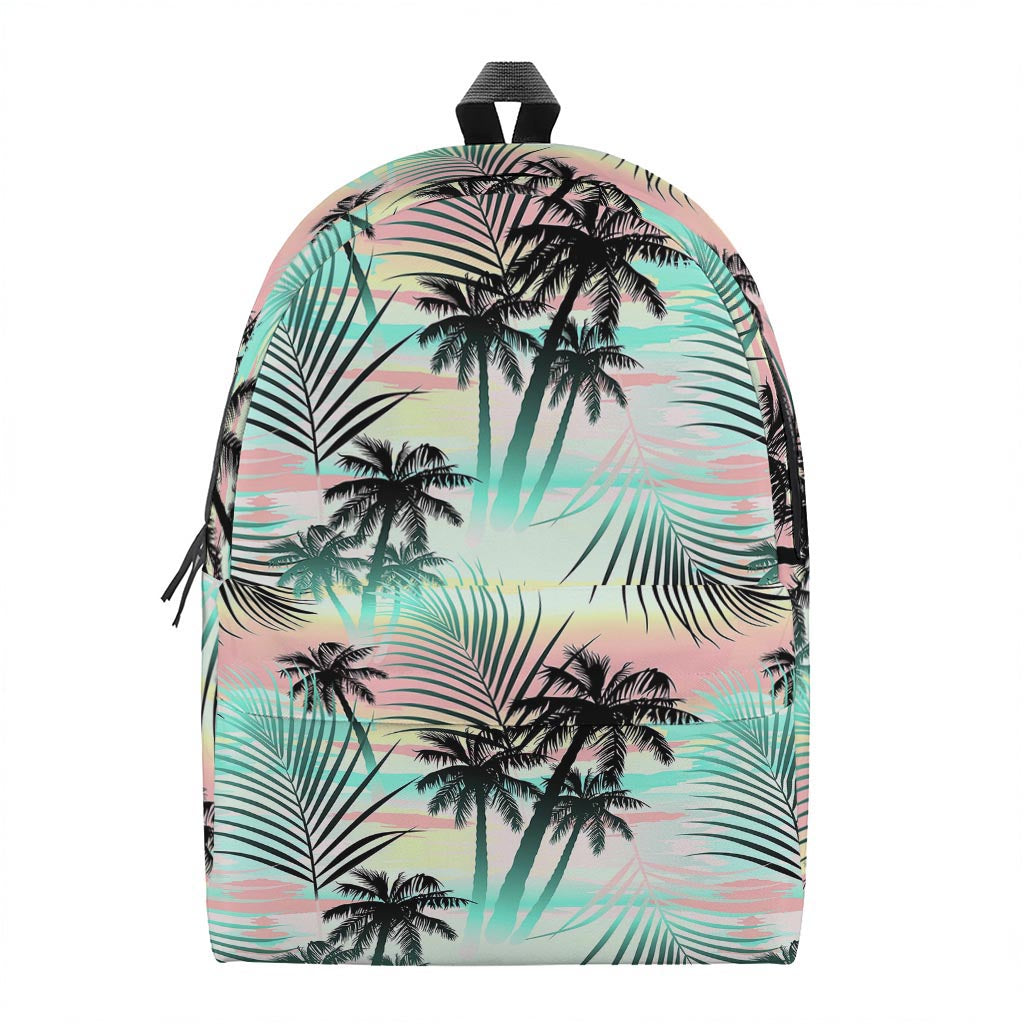 Pastel Palm Tree Pattern Print Backpack