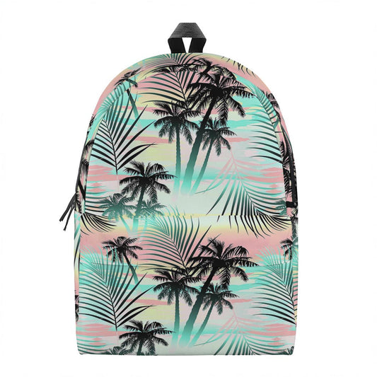 Pastel Palm Tree Pattern Print Backpack