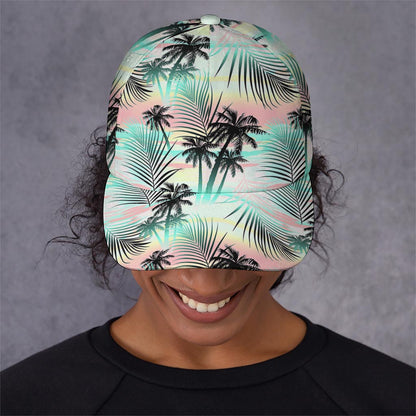 Pastel Palm Tree Pattern Print Baseball Cap