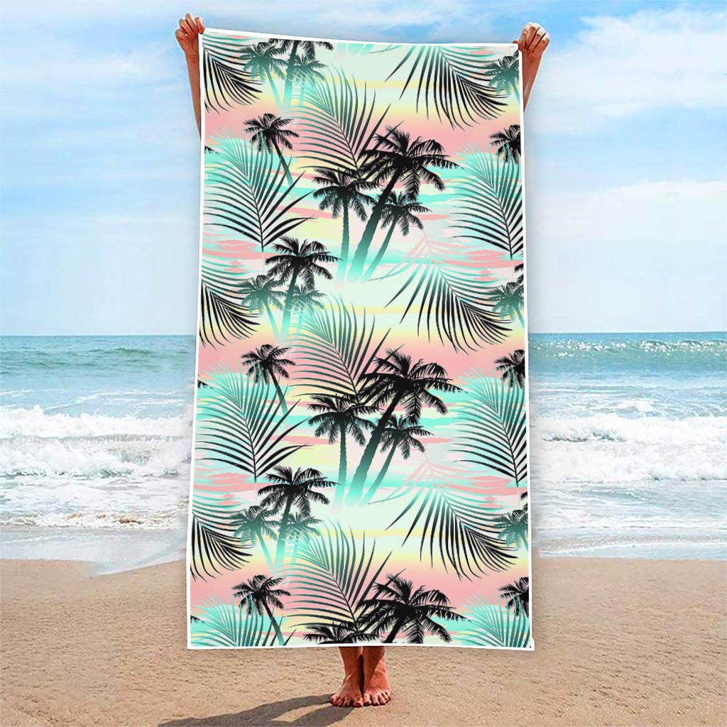 Pastel Palm Tree Pattern Print Beach Towel