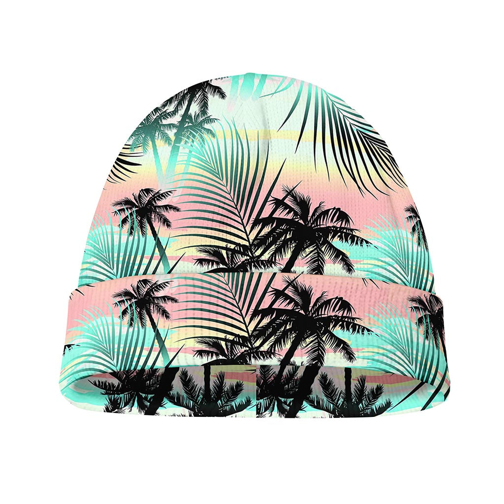 Pastel Palm Tree Pattern Print Beanie