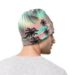 Pastel Palm Tree Pattern Print Beanie
