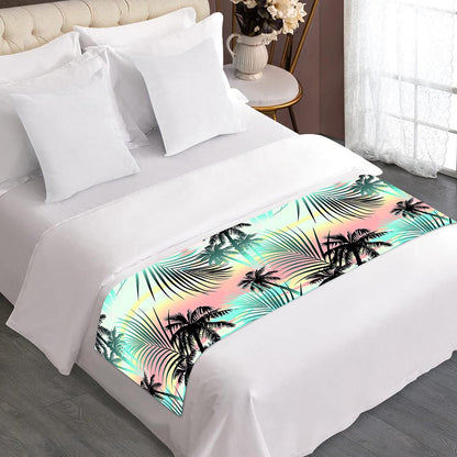 Pastel Palm Tree Pattern Print Bed Runner