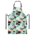 Pastel Palm Tree Pattern Print Bib Apron With Pocket