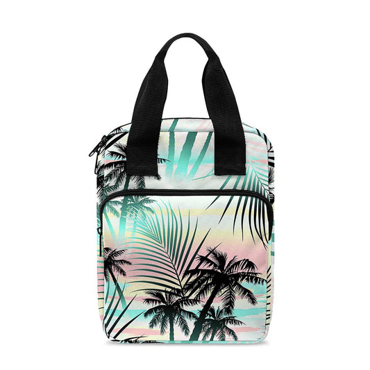 Pastel Palm Tree Pattern Print Bible Tote Bag