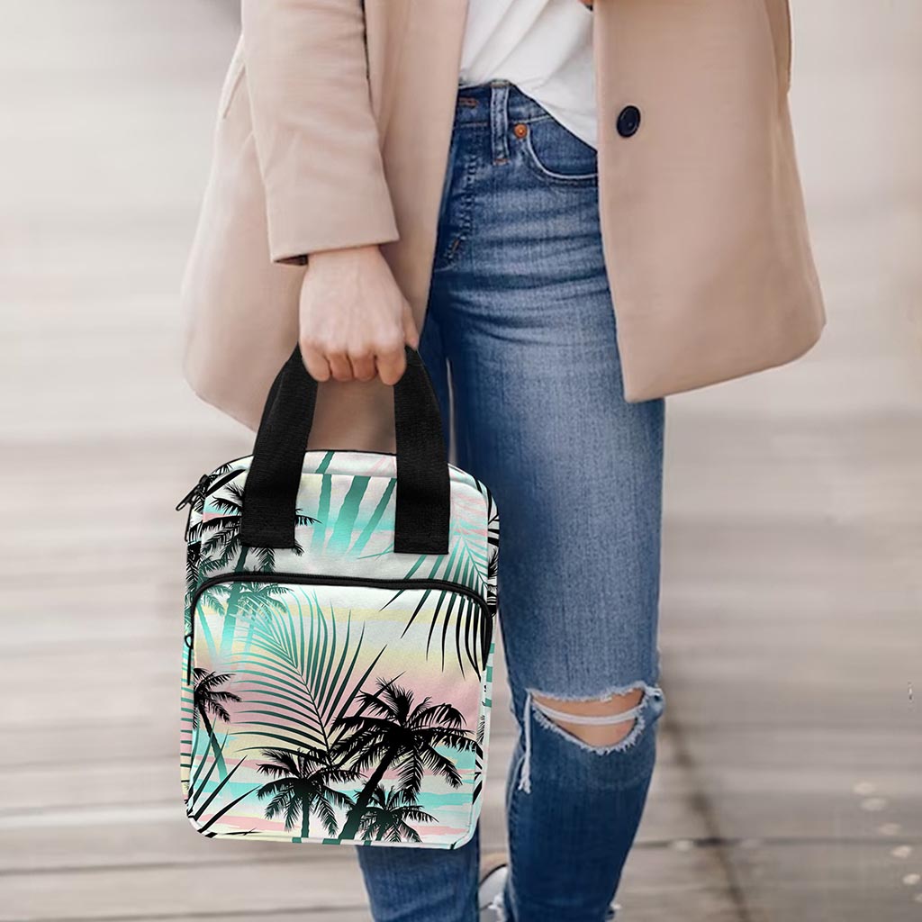 Pastel Palm Tree Pattern Print Bible Tote Bag