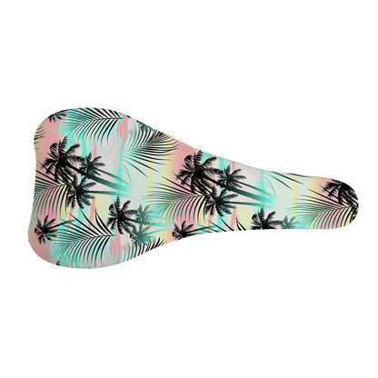 Pastel Palm Tree Pattern Print Bicycle Seat Cover