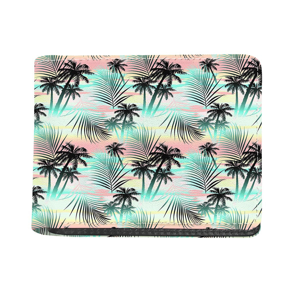 Pastel Palm Tree Pattern Print Bifold Wallet