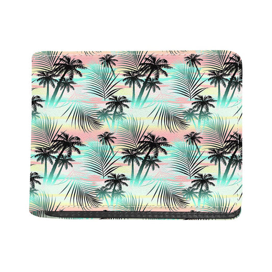 Pastel Palm Tree Pattern Print Bifold Wallet