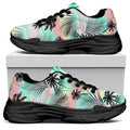 Pastel Palm Tree Pattern Print Black Chunky Shoes