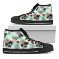 Pastel Palm Tree Pattern Print Black High Top Sneakers