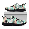 Pastel Palm Tree Pattern Print Black Running Shoes