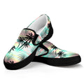 Pastel Palm Tree Pattern Print Black Slip On Sneakers