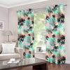 Pastel Palm Tree Pattern Print Blackout Grommet Curtains