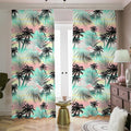 Pastel Palm Tree Pattern Print Dimout Pencil Pleat Curtains
