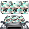 Pastel Palm Tree Pattern Print Car Windshield Sun Shade