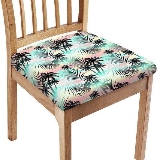 Pastel Palm Tree Pattern Print Chair Cushion Cover
