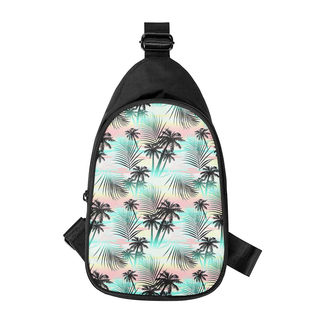 Pastel Palm Tree Pattern Print Chest Bag
