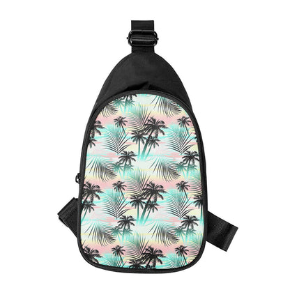 Pastel Palm Tree Pattern Print Chest Bag