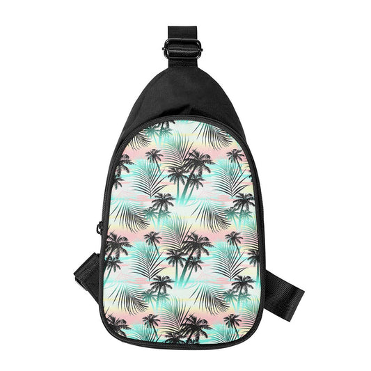 Pastel Palm Tree Pattern Print Chest Bag
