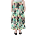 Pastel Palm Tree Pattern Print Chiffon Maxi Skirt