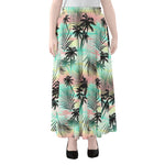 Pastel Palm Tree Pattern Print Chiffon Maxi Skirt