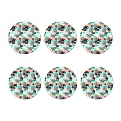 Pastel Palm Tree Pattern Print Coaster Set