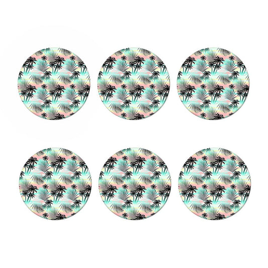 Pastel Palm Tree Pattern Print Coaster Set