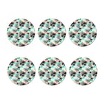 Pastel Palm Tree Pattern Print Coaster Set