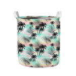Pastel Palm Tree Pattern Print Collapsible Laundry Basket