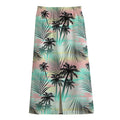 Pastel Palm Tree Pattern Print Cotton Front Slit Maxi Skirt